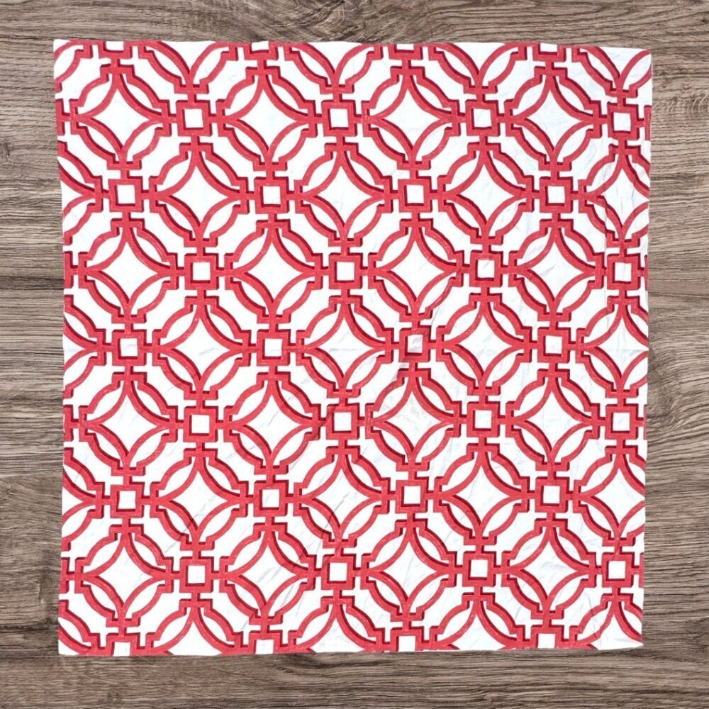 Brunschwig & Fil 54" x 54"  Salvy Print Fabric Ruby Red Geometric Summer Palace